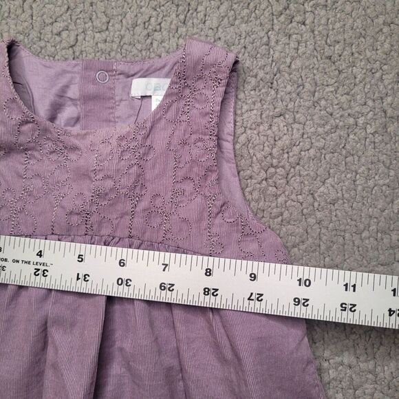 Obabi Dress Girls Baby 6 Months Purple Corduroy Fit and Flare Floral Embroidered - Picture 5 of 6